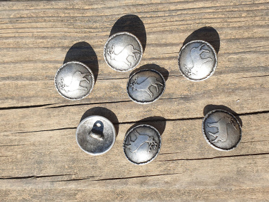Metallknopf Hirsch 20mm silber mit Steg 