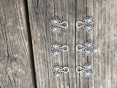 Miederhaken altsilber Rose 1 Paar (2 Stück) 