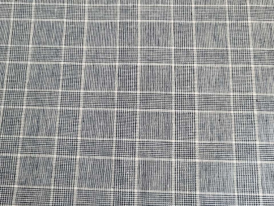 Baumwoll-Leinen-Mix Karo dunkelblau Reststück 1,25 x 1,40m 