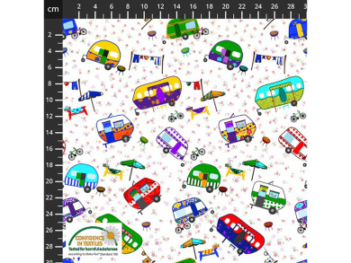 Baumwollstoff Camper bunt 
