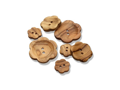 Holzknopf Blume natur 15mm 