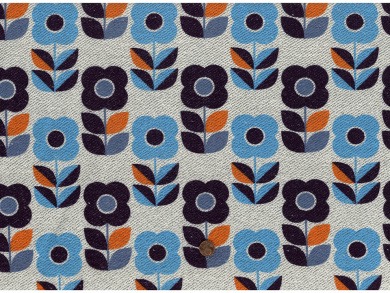 Sommersweat / French Terry Blume blau / türkis 