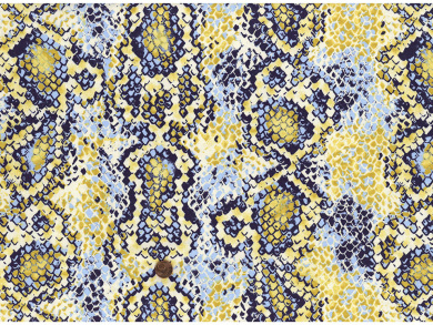 Jersey Schlangenoptik gelb / blau Reststück 1,50 x 1,50m 