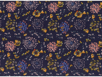 Alpensweat Jeansoptik mit Blumen Reststück 1,00 x 1,40m 