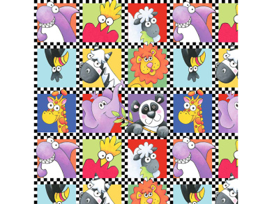 Baumwollstoff Tiere Kästchen 