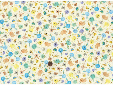 Baumwollstoff Tierköpfe pastell Reststück 1,00 x 1,10m 