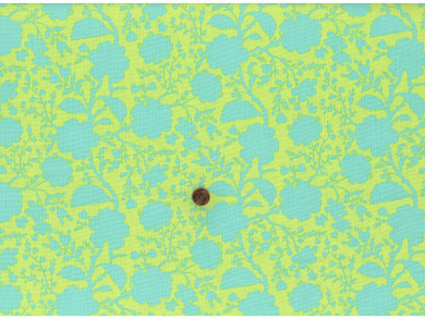 Baumwollstoff grün Blumen türkis 