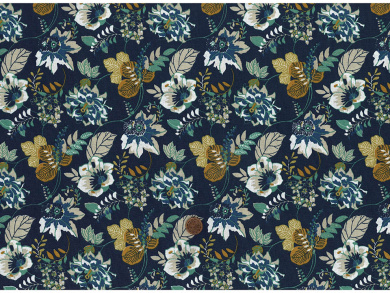 Baumwollstoff Blumen dunkelblau petrol 
