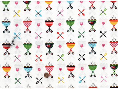 Baumwollstoff Grill bunt 