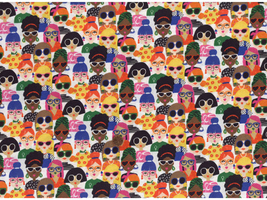 Baumwollstoff Girls bunt Reststück 0,95 x 1,10m 