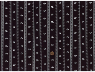 Trachtenbaumwollstoff schwarz Streifen Blümchen 