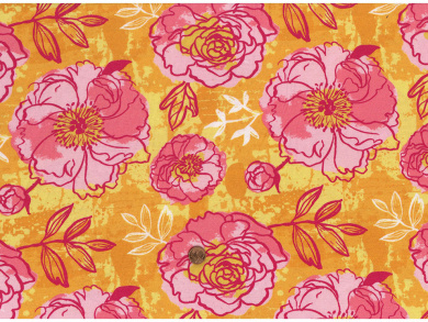 Modal-Jersey Rosen gelb/rosa/manda Reststück 2,30 x 1,50m 