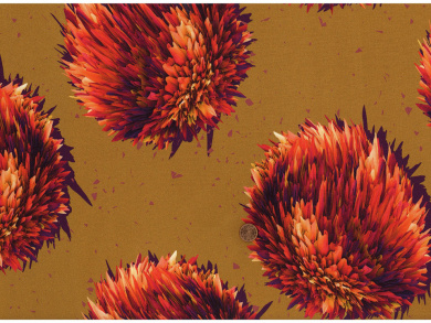 Viskosestoff große Blumen senf 