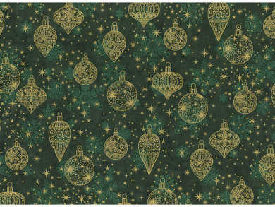 Baumwollstoff Weihnachten Weihnachtskugeln grün gold 