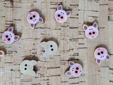 Holzknopf Schweinchen 15mm 