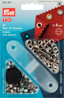 Prym Ösen und Scheiben MS 4,0 mm silberfarbig 