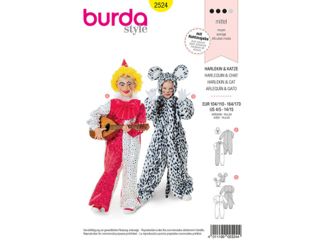 Burda 2524 Harlekin & Katze (104-170) 
