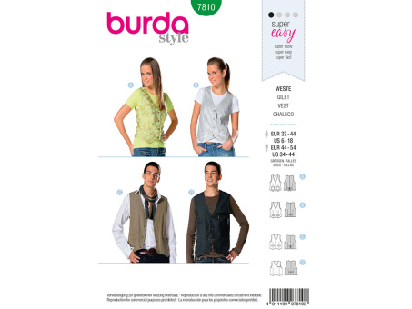 Burda 7810 Weste (32-54) 