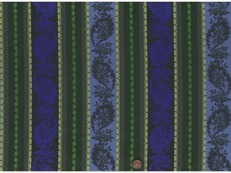 Jacquard Blumen gestreift grün/blau 