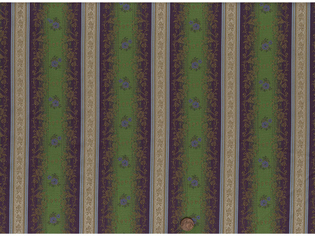 Jacquard Blumen gestreift grün/blau 