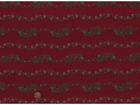 Jacquard Blumenranke rot / grün 