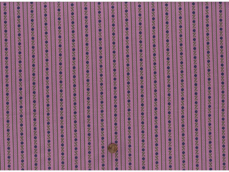 Trachtenbaumwollstoff altrosa Blumenranke grün / blau 