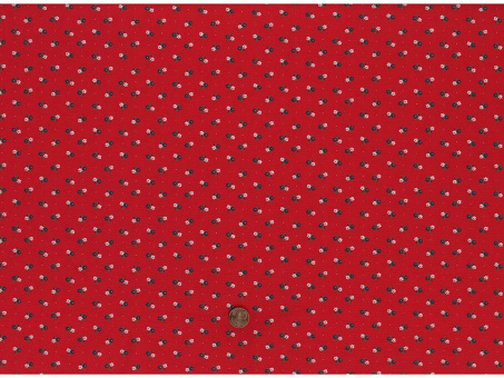 Trachtenbaumwollstoff kl. Blume rot weiß / blau 