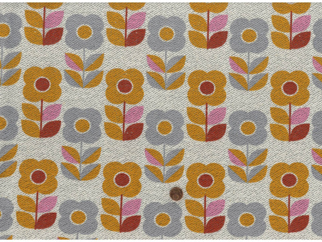 Sommersweat / French Terry Blume orange / grau 