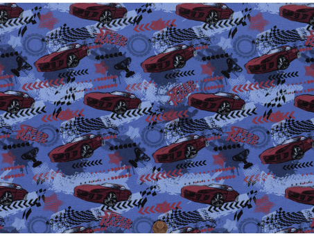 Sommersweat / French Terry Rennauto bodeaux / blau 