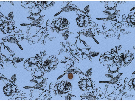 Sommersweat / French Terry Rose hellblau / schwarz Avalana 