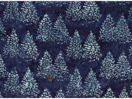Reststück 2,10m x 1,10m Baumwollstoff Bali Tannenbaum blau 