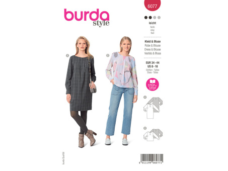 Burda 6077 Kleid & Bluse (34-44) 