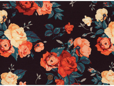 Jersey schwarz mit Rosen 