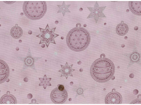 Baumwollstoff rosa Weihnachtsdeko silber 