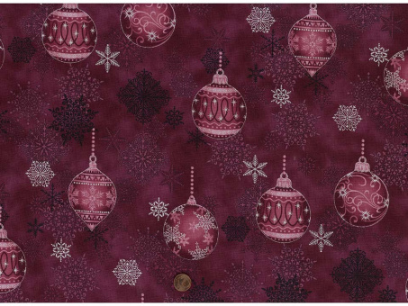 Baumwollstoff beere Weihnachtsdeko silber 