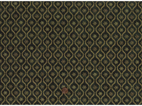 Baumwollstoff tannengrün Blumen Ranke gold 