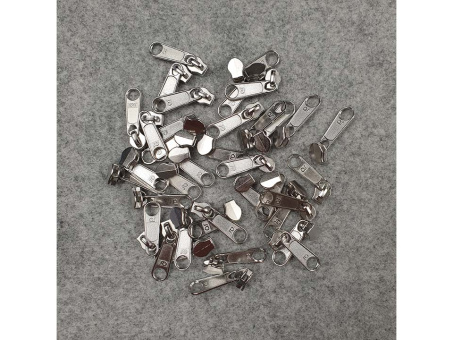 Reißverschlussschieber silber lang mit Loch 3mm 