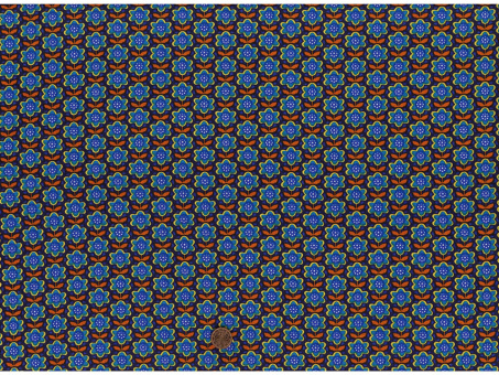 Baumwollstoff Retro-Blume türkisblau 