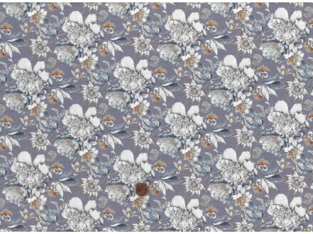 Baumwollstoff Passionsblume grau 