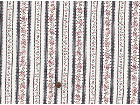 Trachtenbaumwollstoff Rosen Streifen natur 
