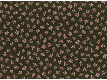 Trachtenbaumwollstoff Rosen oliv 