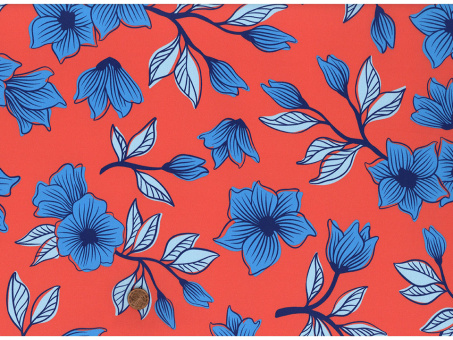 Blusen-/Kleiderstoff Blume blau Hamburger Liebe 