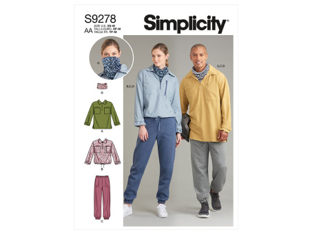 Simplicity S9278.AA PG N Bluse Hose & Tuch XS-M 