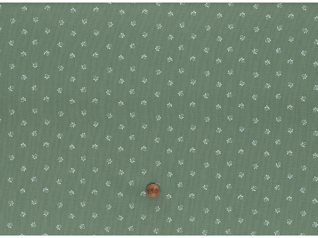 Trachtenbaumwollstoff grün mit Blümchen 