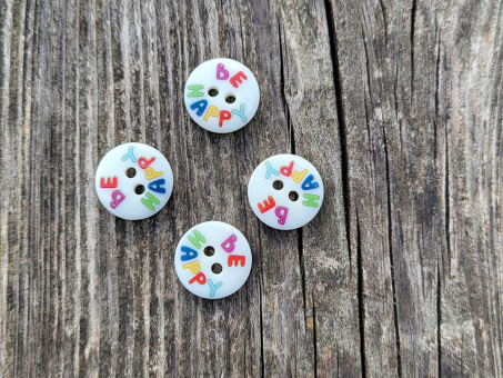 Knopf be happy 15mm bunt 