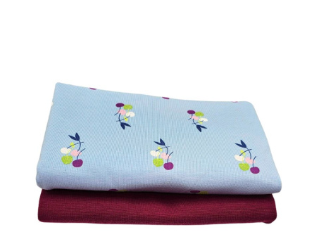 Stoffpaket Kirschen 50cm Jersey, 50cm Bündchen 