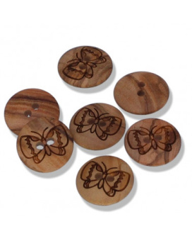 Holzknopf Schmetterling 15mm natur 2-Loch 