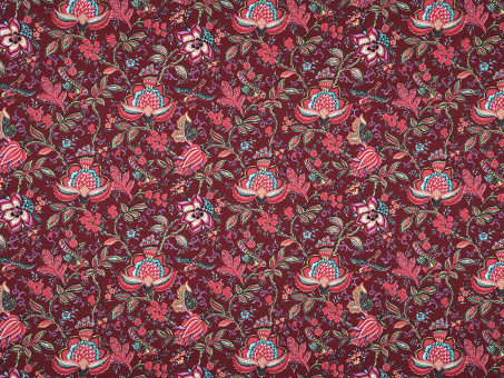 Baumwollstoff Blumen bordeaux dünn 