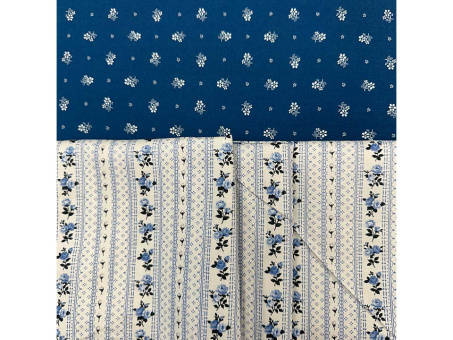 Dirndl-Paket blau Rosen und Streifen weiß mit blauen Rosen Avalana 