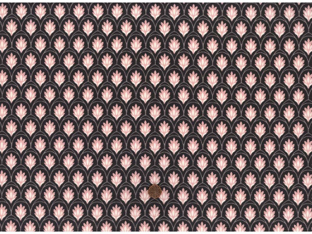 Beschichtete Baumwolle Blume schwarz Reststück 0,50 x 1,50m 